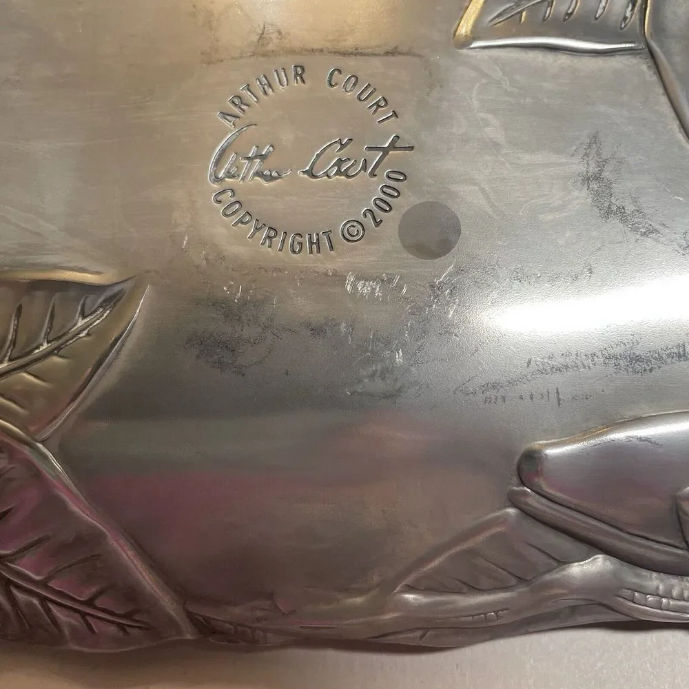 VTG 2000 Arthur Court Tray W/Magnolia, Bird & Butterfly Silver With Box 11 X6‎